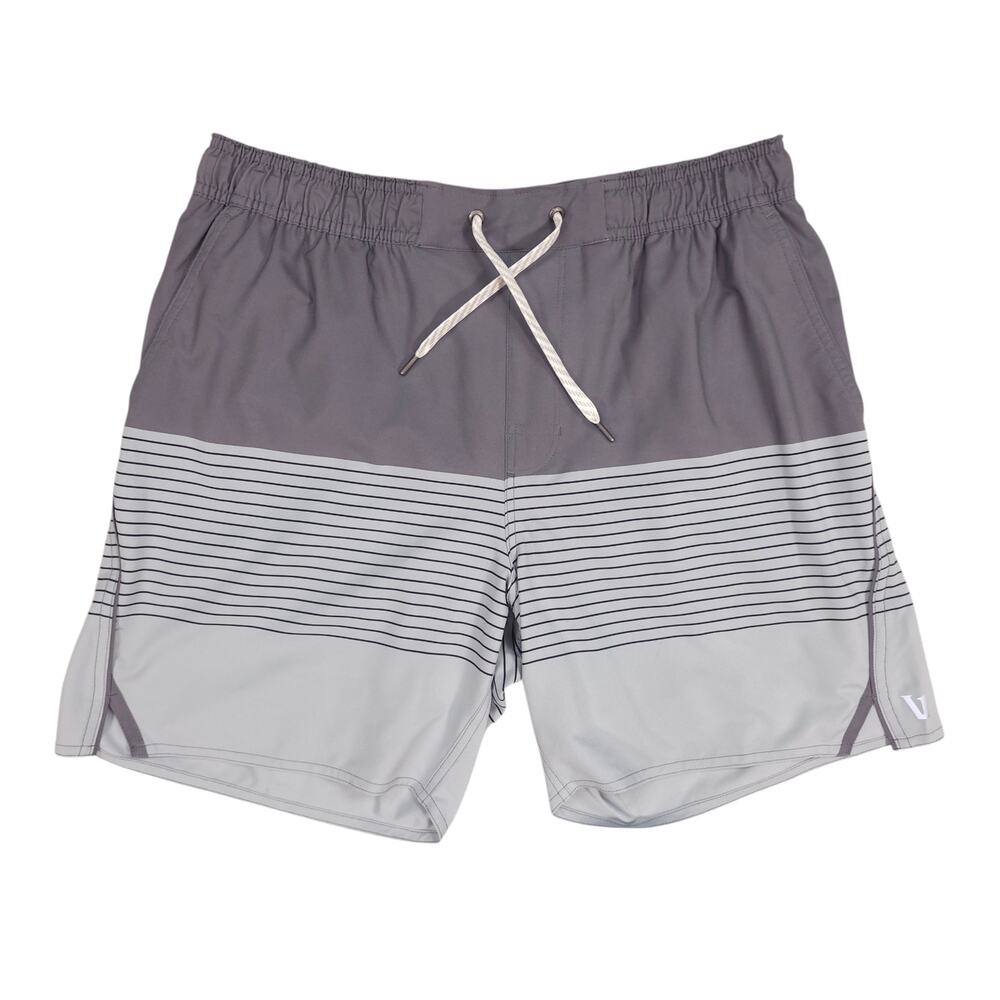 Vuori Men's Trail Short 2.0 Shale Neptune Stripe Sz Large